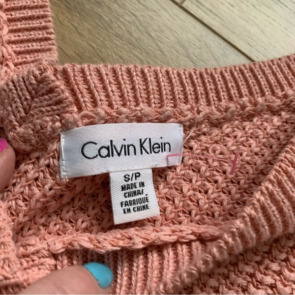 CALVIN KLEIN DEEP V-NECK LONG SLEEVE PINK SWEATER SIZE SMALL - Picture 5 of 7